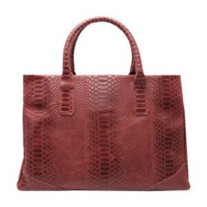 Leather Python Print Tote/Shoulder Handbag